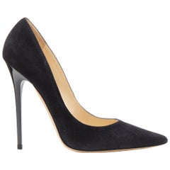 nouveau JIMMY CHOO Anouk 120 escarpin stiletto en daim noir à bout pointu EU37.5