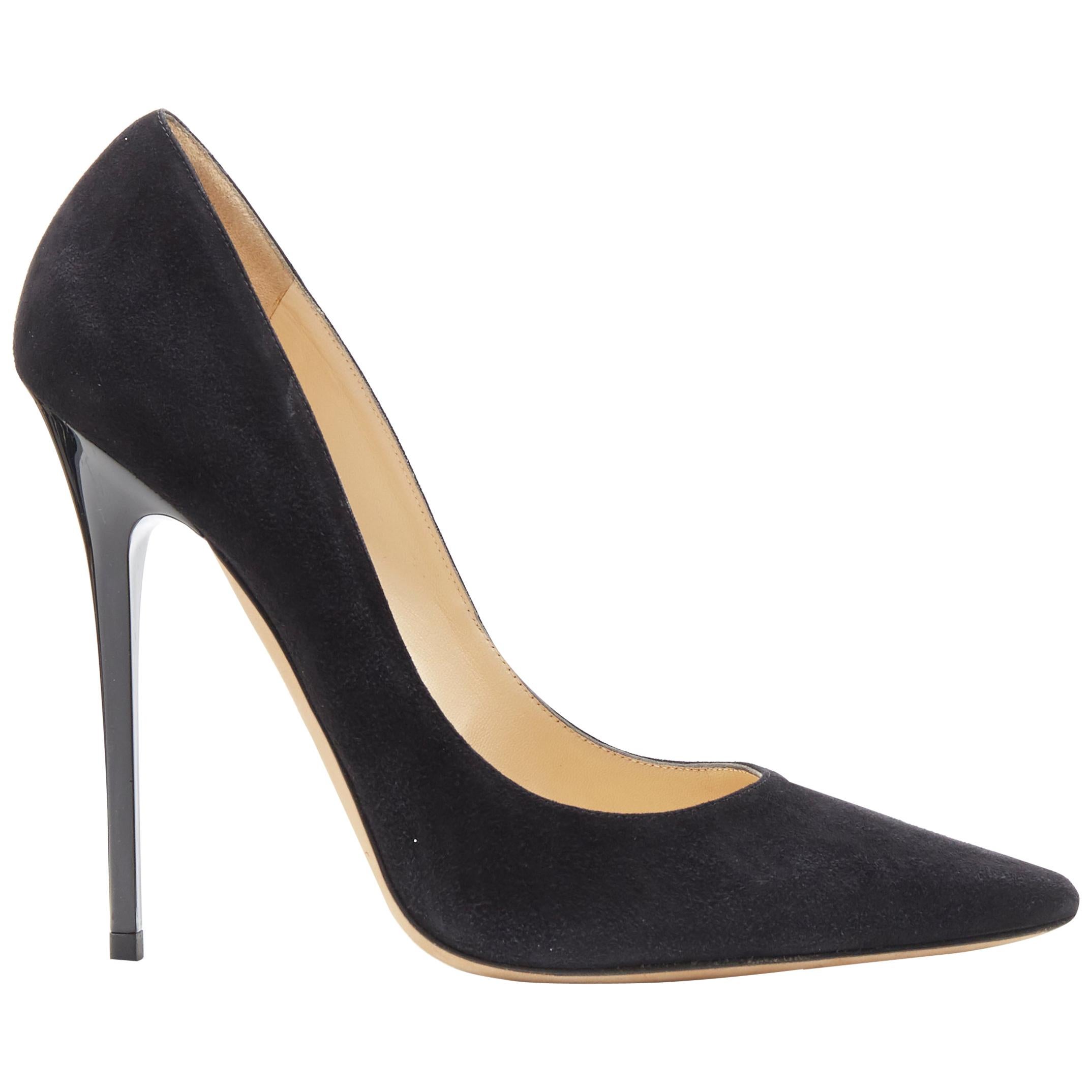 new JIMMY CHOO Anouk 120 black suede pointy toe pigalle stiletto pump EU38