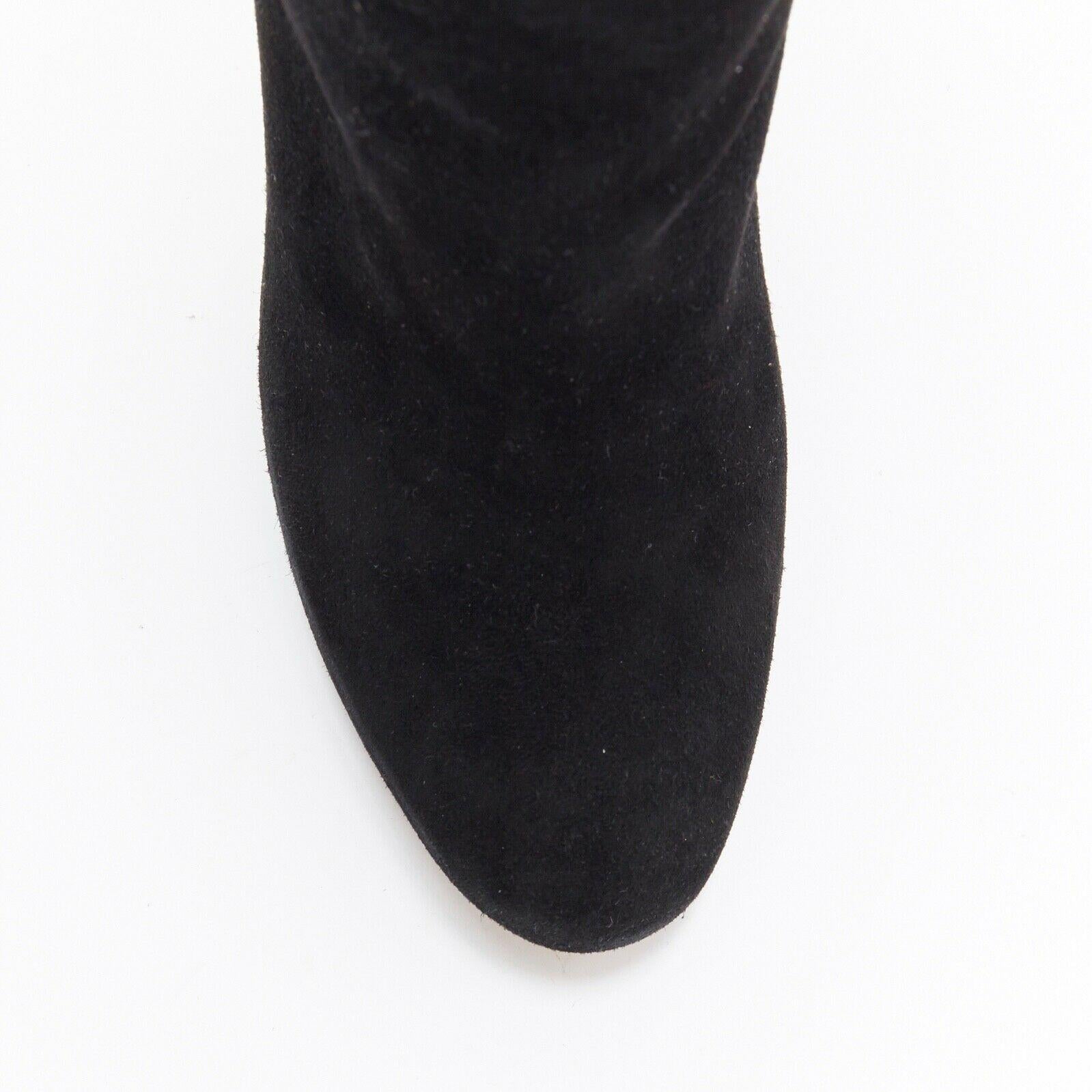Black new JIMMY CHOO Bill black suede leather bohemian beaded fringe tall boots EU35.5