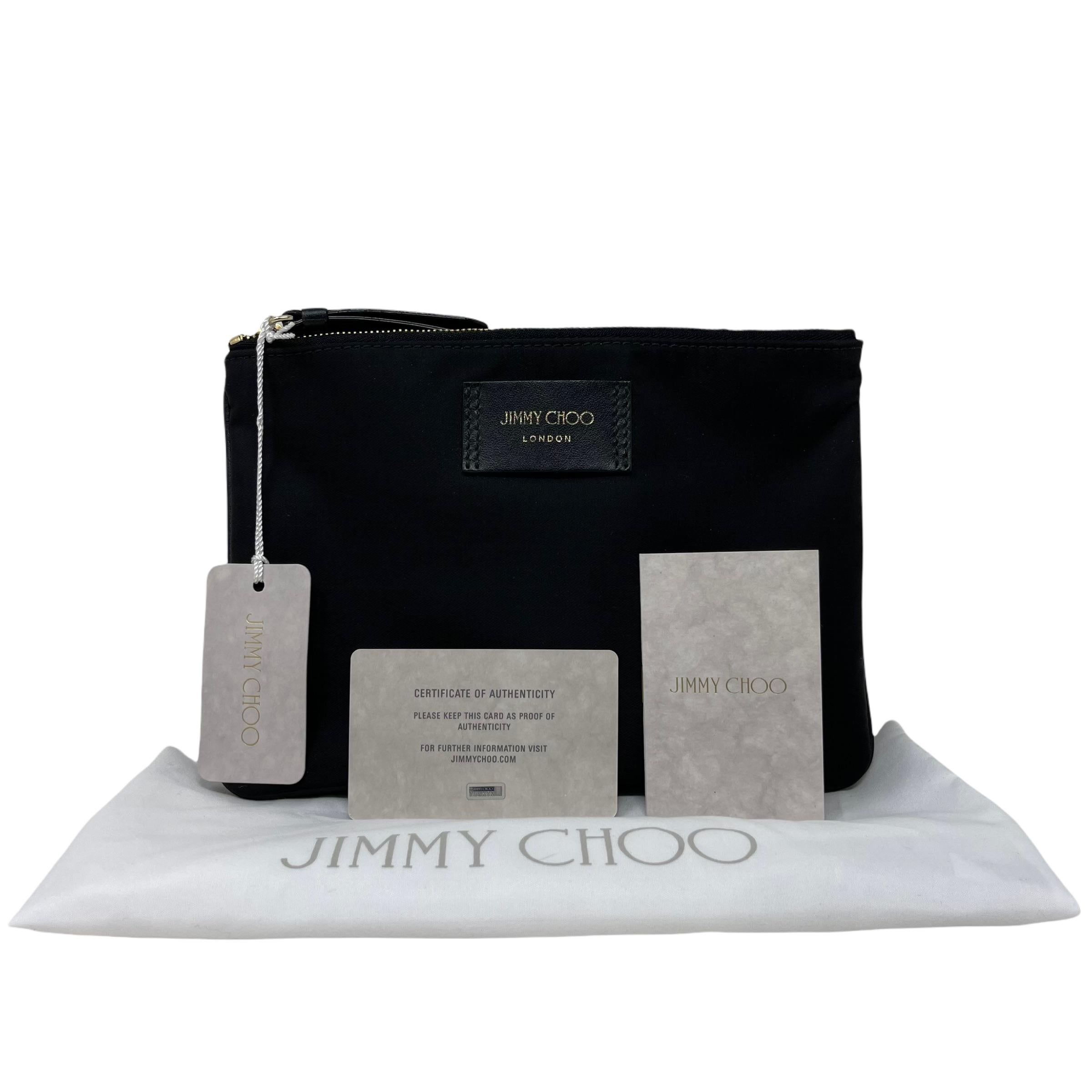 NEU Jimmy Choo Schwarze Crossbody Umhängetasche aus Candice Nylon im Angebot 10