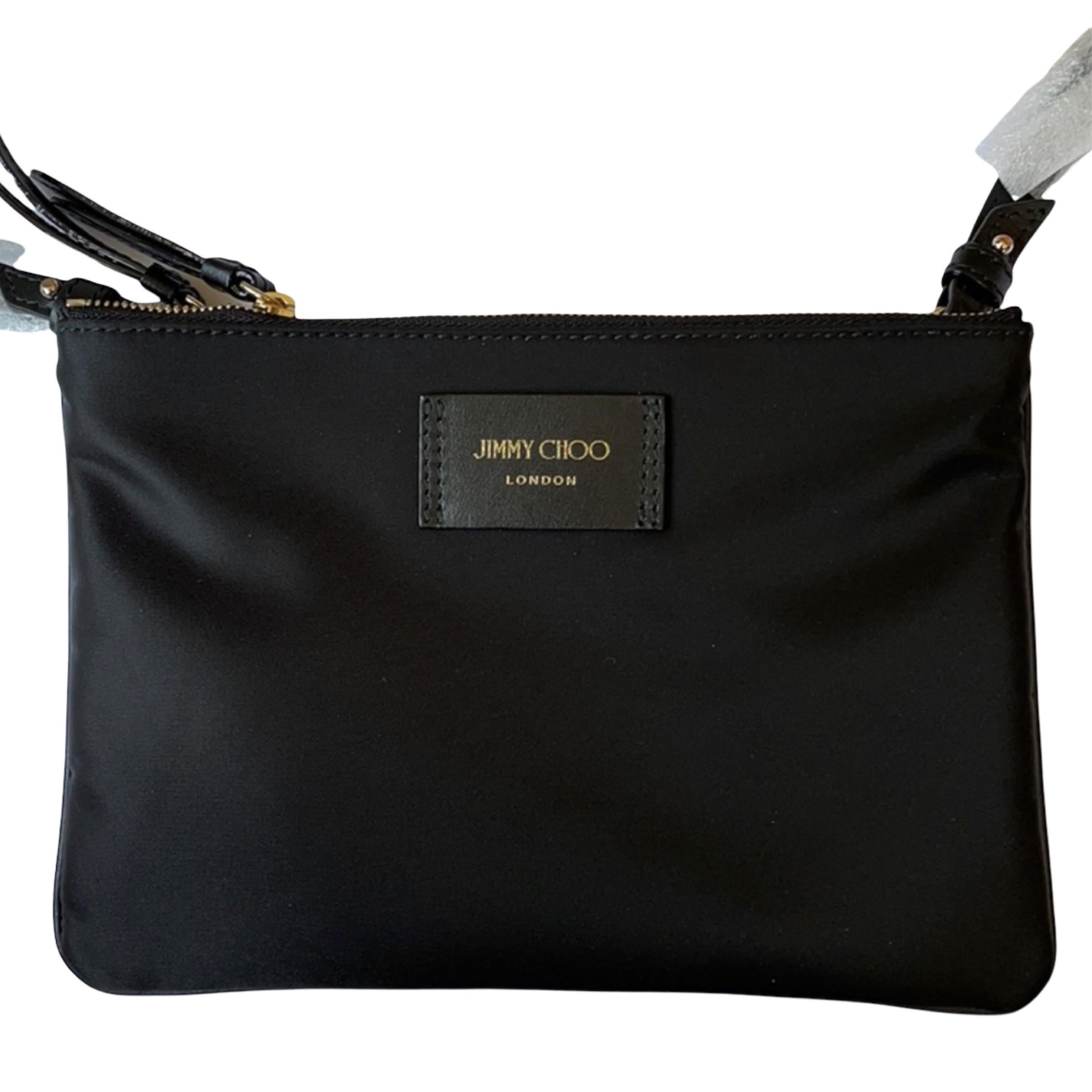 NEU Jimmy Choo Schwarze Crossbody Umhängetasche aus Candice Nylon Damen im Angebot