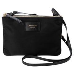 NEU Jimmy Choo Schwarze Crossbody Umhängetasche aus Candice Nylon