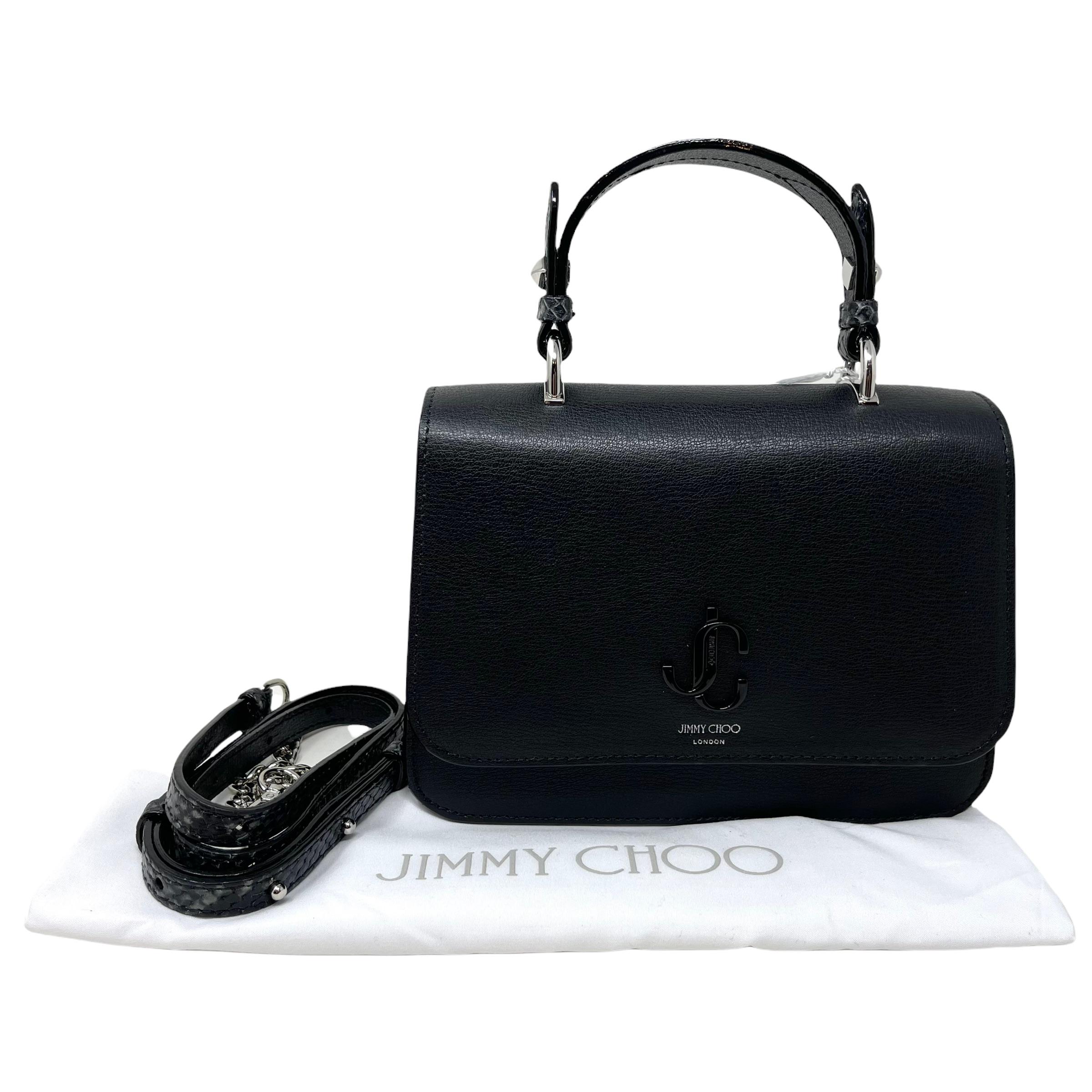 NEU Jimmy Choo Schwarze JC Top Handle Leder Umhängetasche im Angebot 12