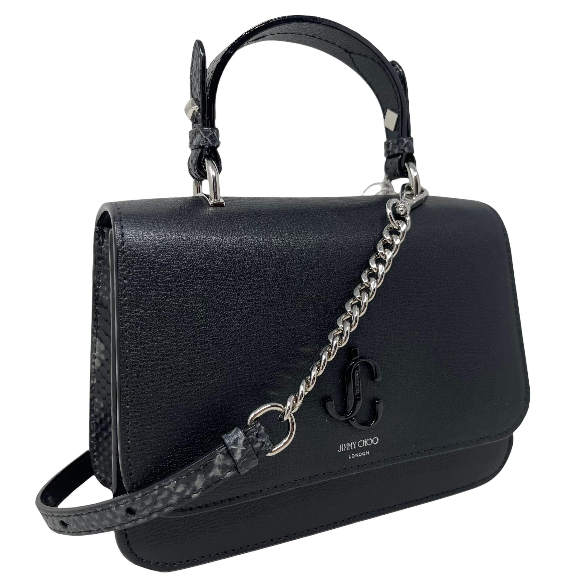 NEU Jimmy Choo Schwarze JC Top Handle Leder Umhängetasche im Angebot 1