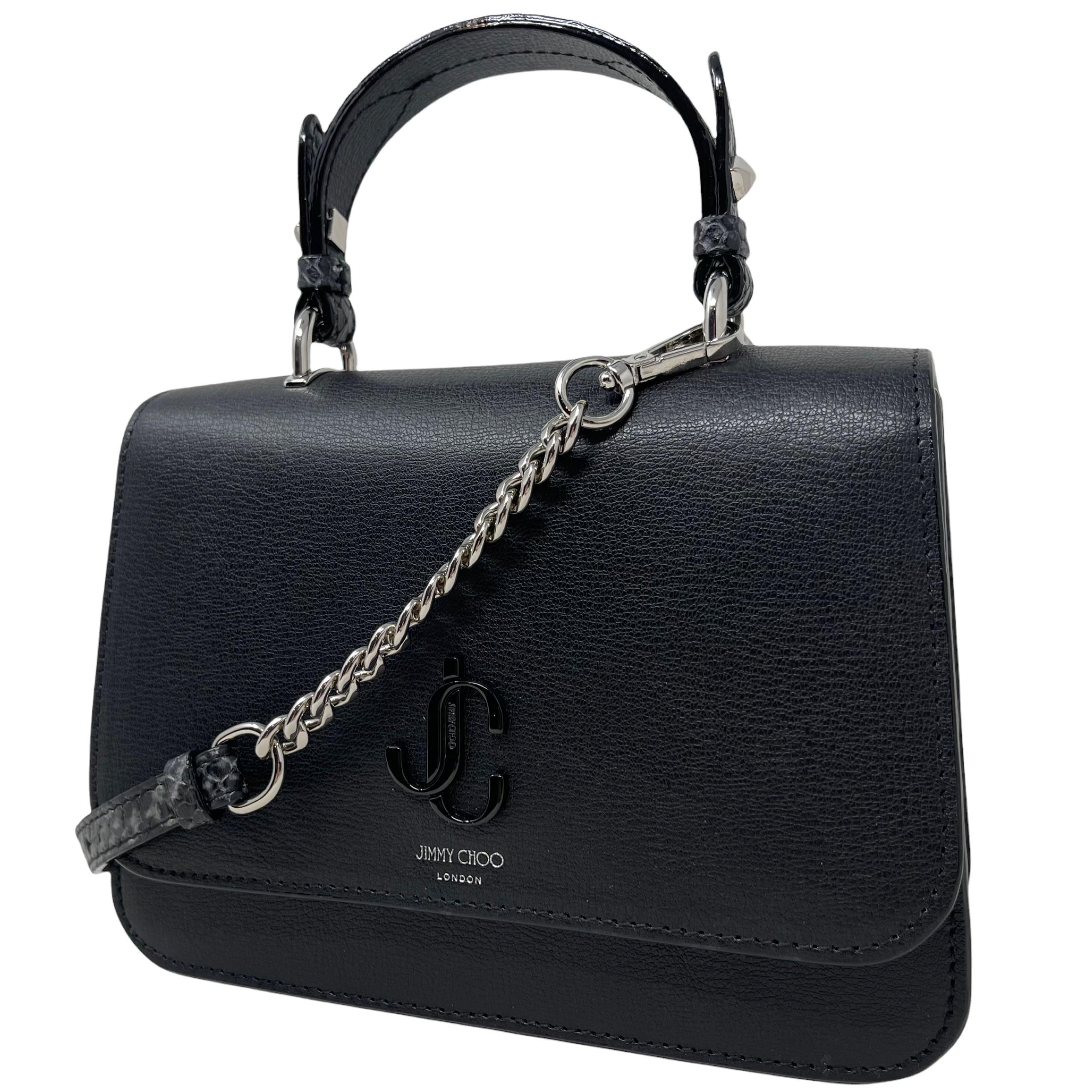 NEU Jimmy Choo Schwarze JC Top Handle Leder Umhängetasche im Angebot 2