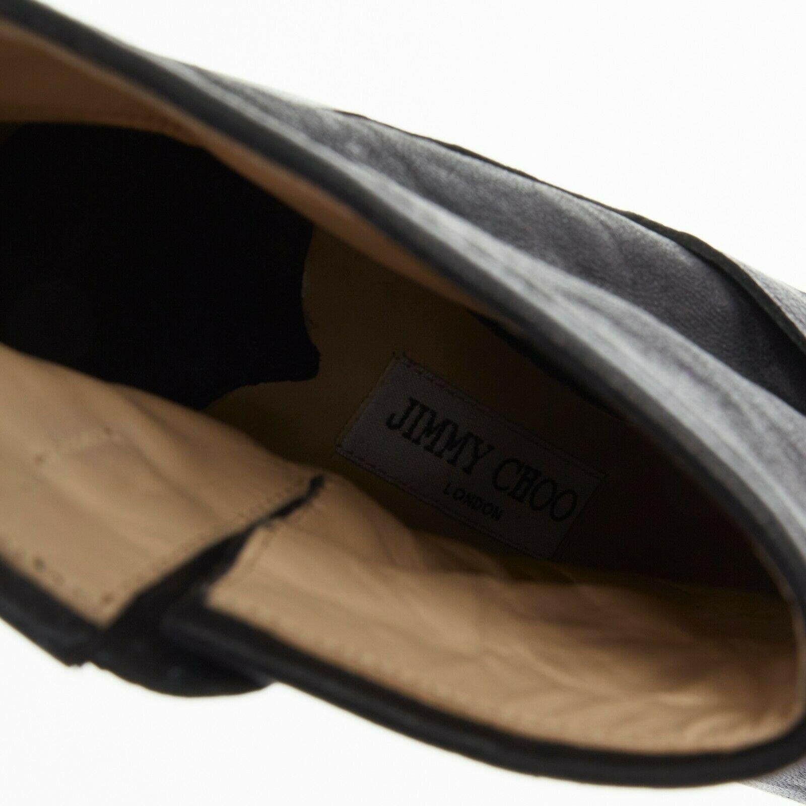 new JIMMY CHOO black leather peep toe wooden platform buckled ankle boots EU39 4