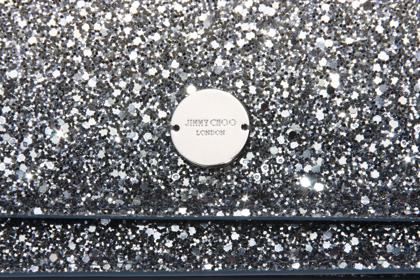 New Jimmy Choo *Fie* Silver and Dusk Blue Glitter Degrade Clutch Small Bag 2