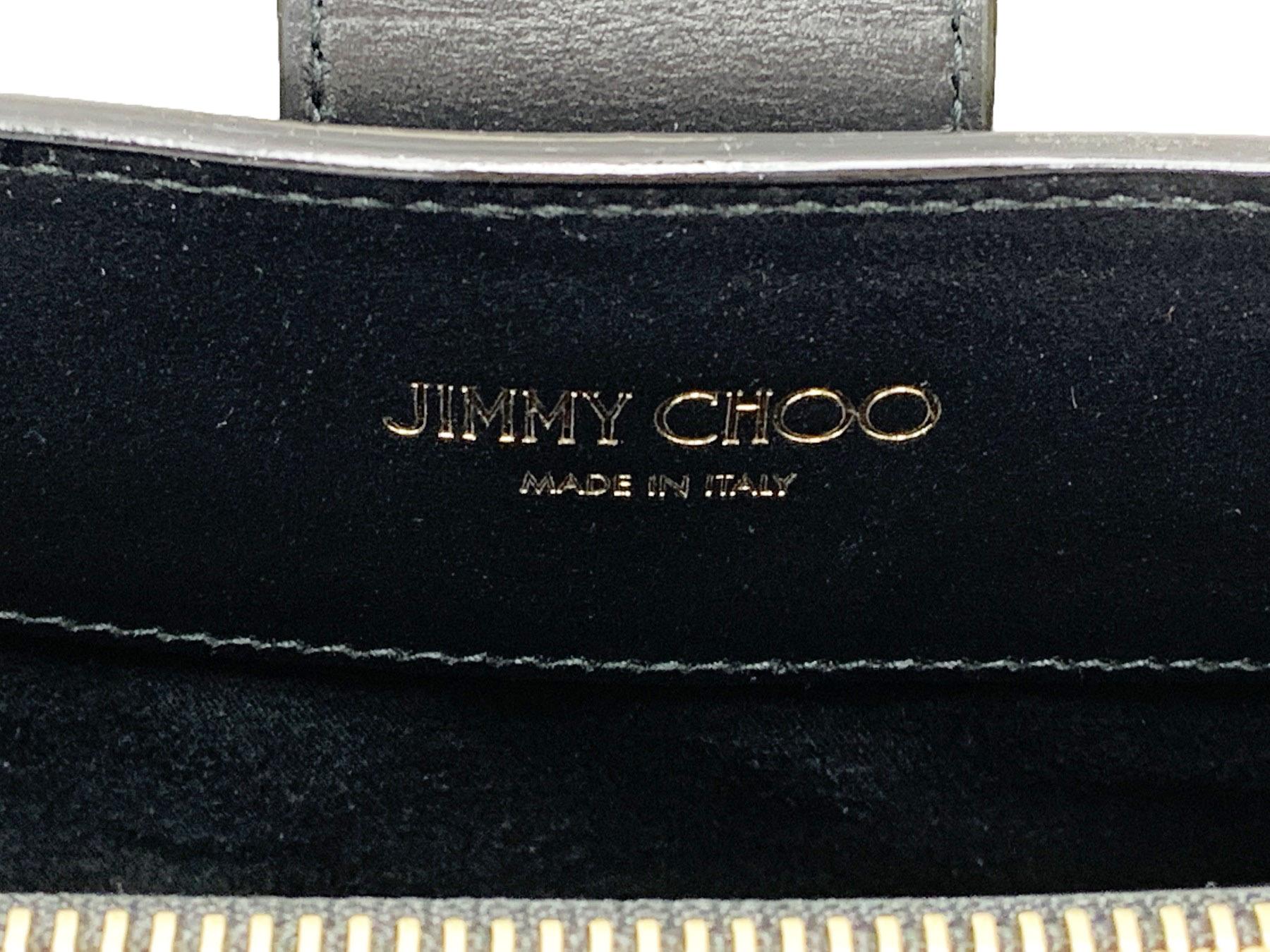 New Jimmy Choo *Lockett* Black Leather Gold Studded Medium size Top Handle Bag For Sale 1