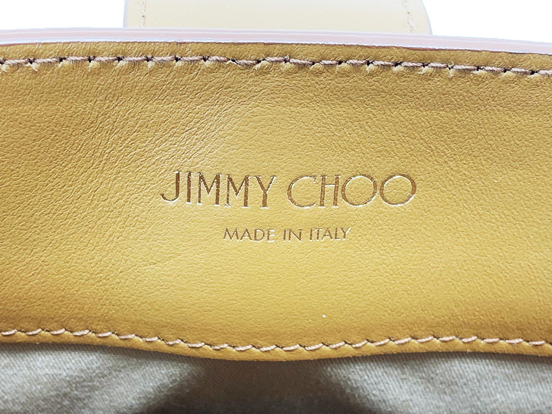 New Jimmy Choo *Lockett* Brown Leather Gold Studded Medium size Top Handle Bag For Sale 3