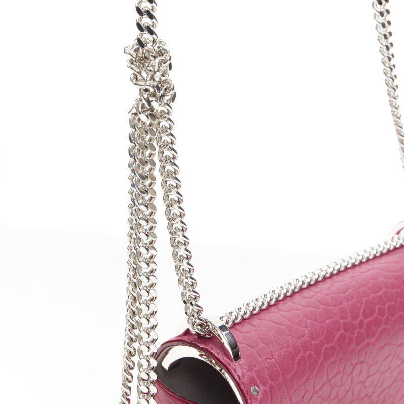 new JIMMY CHOO Lockett Petite fuschia pink grainy leather buckle shoulder bag For Sale 3