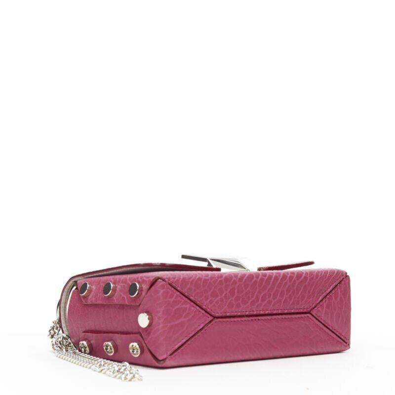 new JIMMY CHOO Lockett Petite fuschia pink grainy leather buckle shoulder bag In New Condition For Sale In Hong Kong, NT