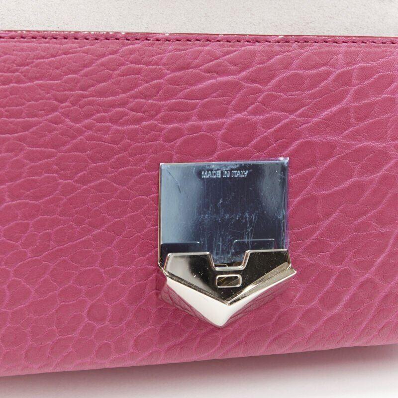 new JIMMY CHOO Lockett Petite fuschia pink grainy leather buckle shoulder bag For Sale 2