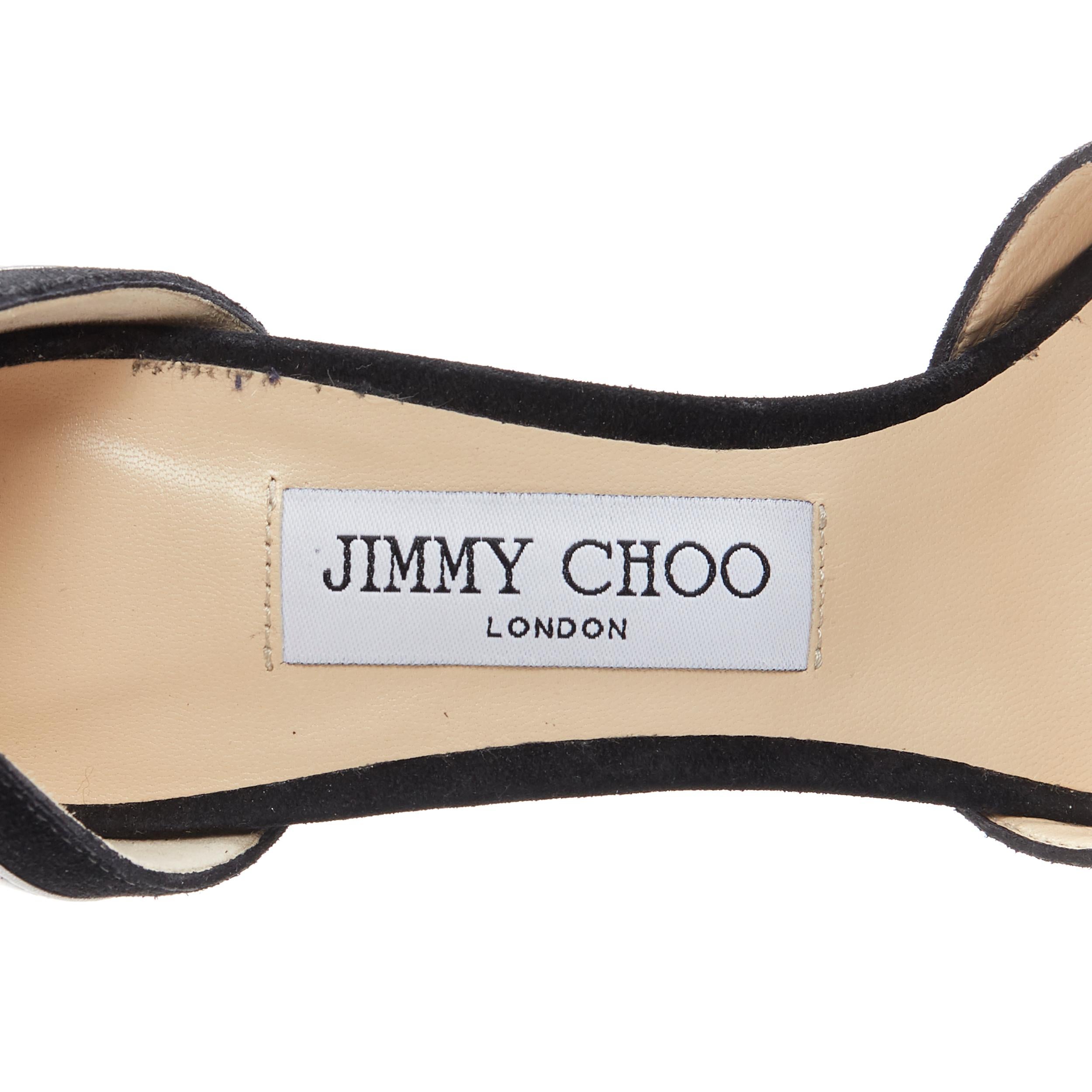 new JIMMY CHOO Max 120 black suede silver graphic layered platform sandals EU38 2