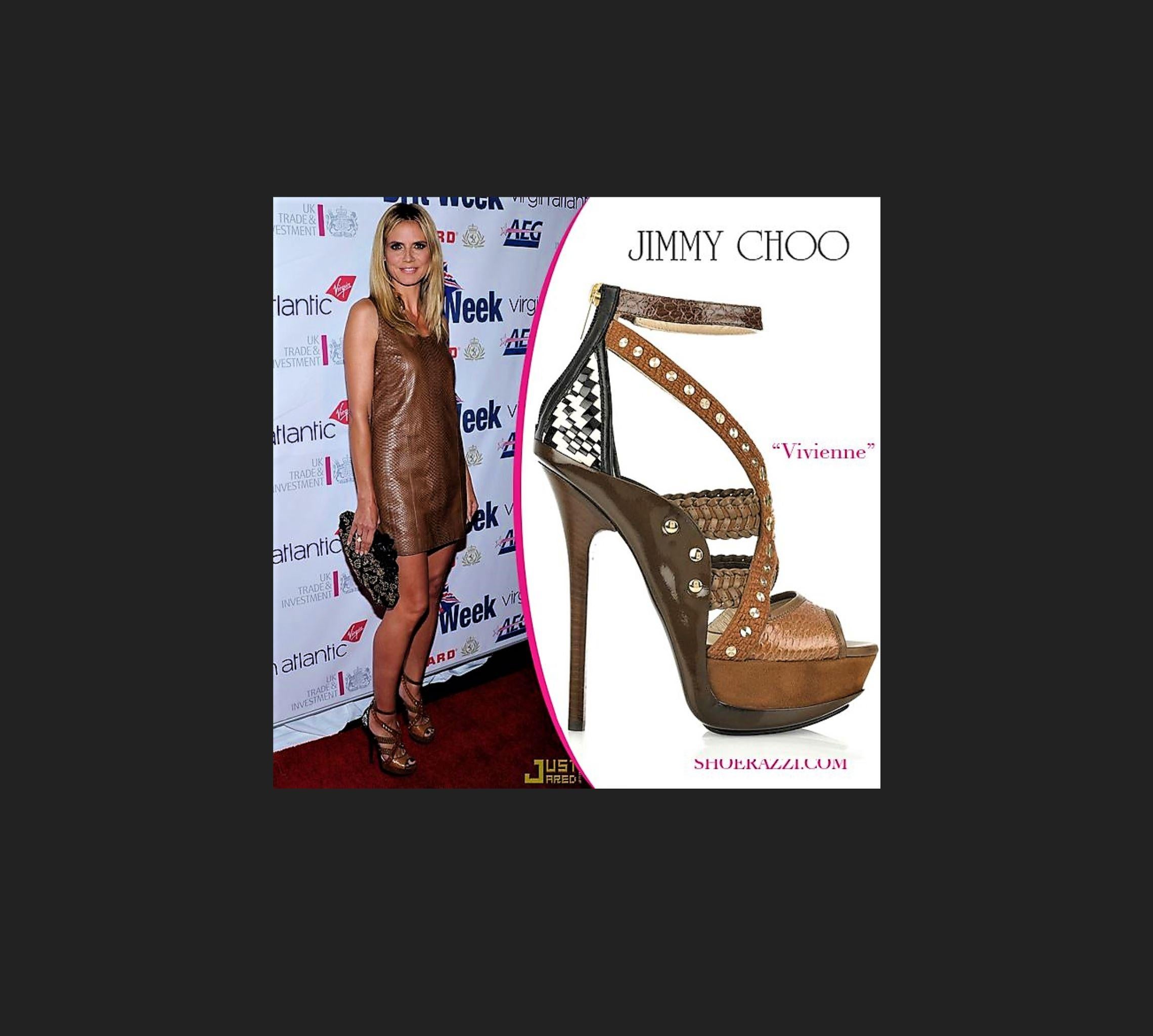 Nuovo di zecca
I meravigliosi tacchi di Jimmy Choo
Piattaforme per le celebrità
Sella marrone
Hardware d'oro
Dimensione: 37.5
Tacco 6