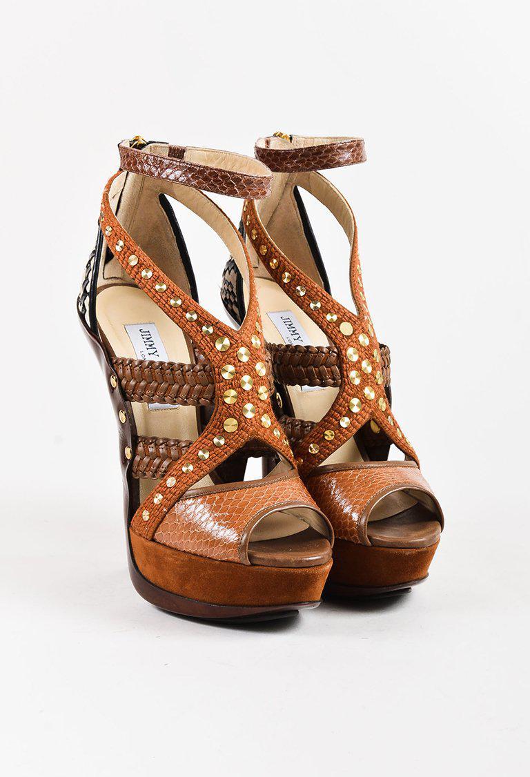 Nuovo Jimmy Choo Python Khloe Kardashian Heels Platform Pumps Sz 37.5 in vendita 2