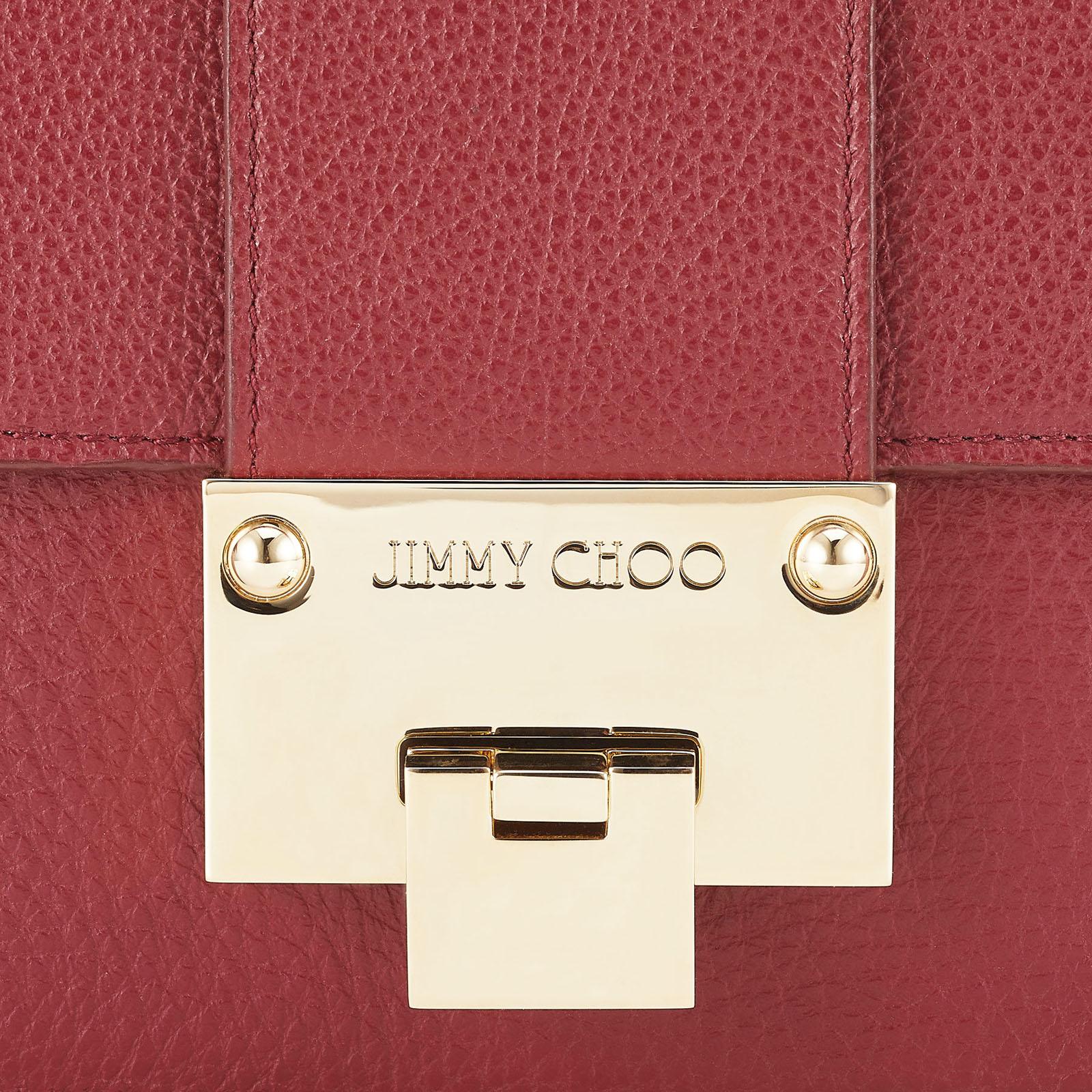 Brown New JIMMY CHOO *Rebel* Red Grainy Calf Leather Cross Body Bag For Sale