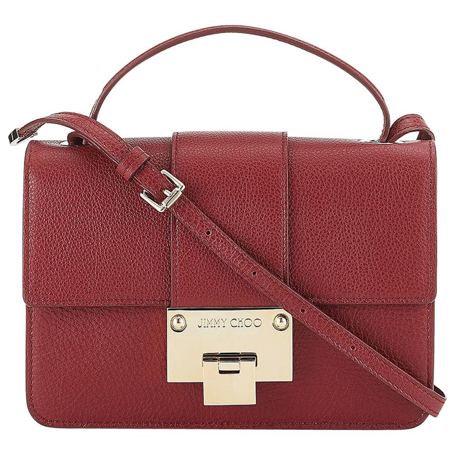 New JIMMY CHOO *Rebel* Red Grainy Calf Leather Cross Body Bag For Sale