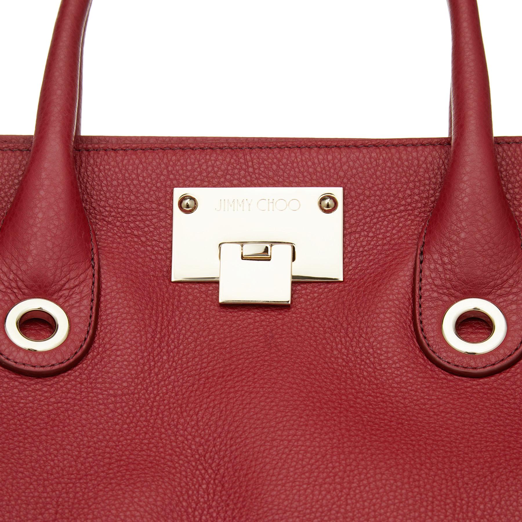 Nouveau Jimmy Choo *Riley* rouge en cuir de veau grainé Tote Cross-body Large Bag Neuf - En vente à Montgomery, TX