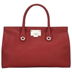 New Jimmy Choo *Riley* Red Grainy Calf Leather Tote Cross-body Large Bag