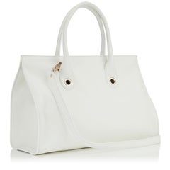 New Jimmy Choo *Riley* White Grainy Calf Leather Tote Cross-body Large Bag
