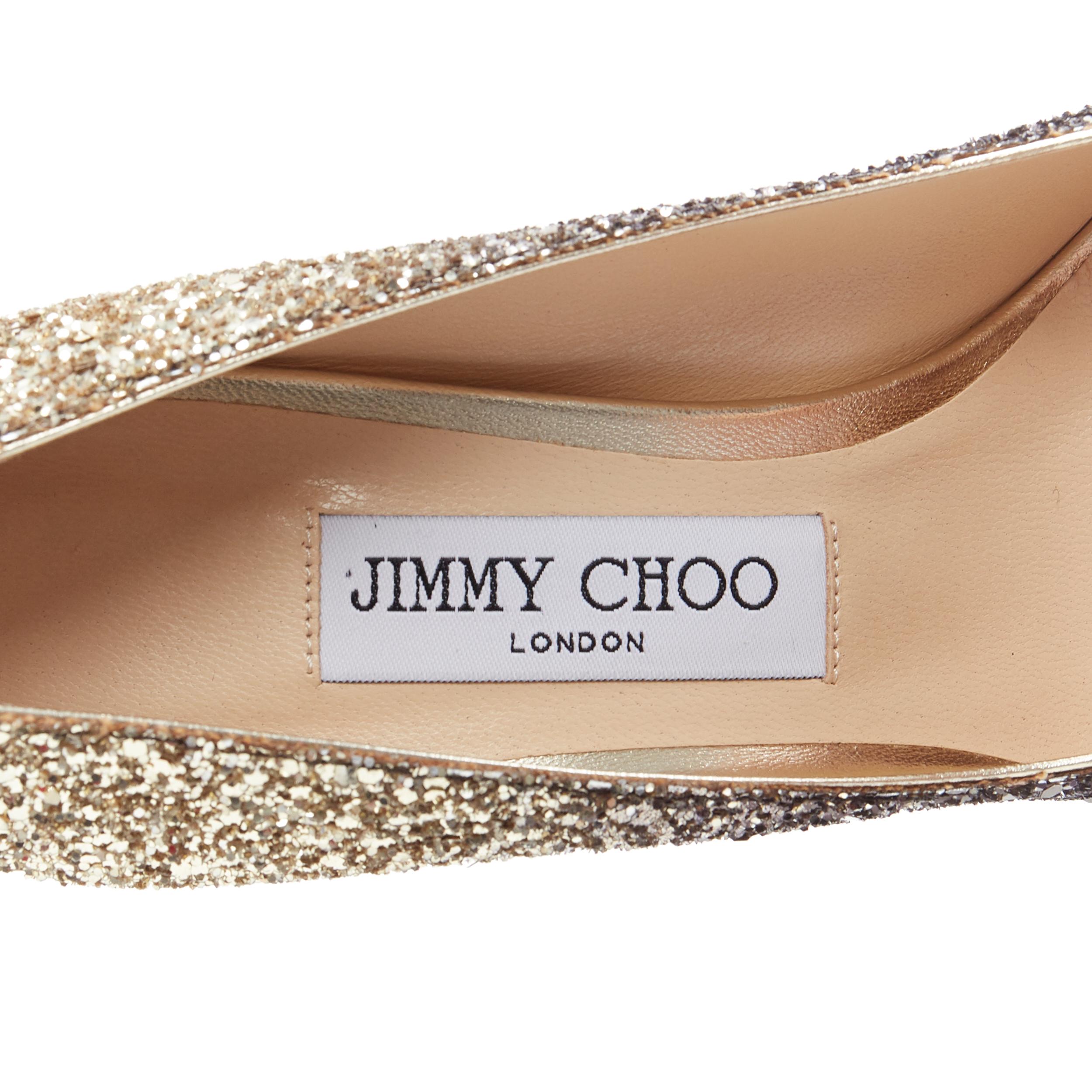 new JIMMY CHOO Romy 100 black gold gradient course glitter point toe pump EU37.5 2
