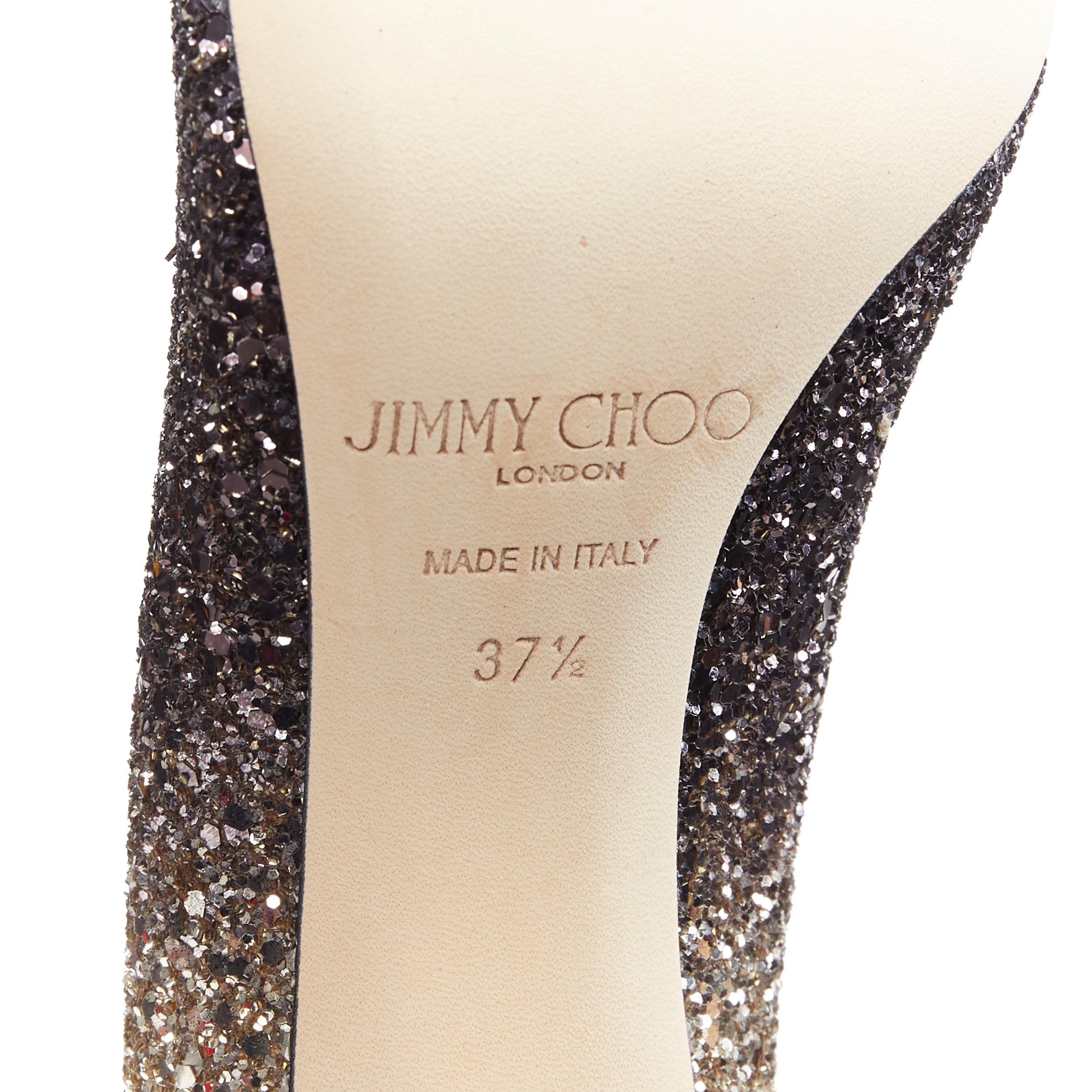 new JIMMY CHOO Romy 100 black gold gradient course glitter point toe pump EU37.5 3