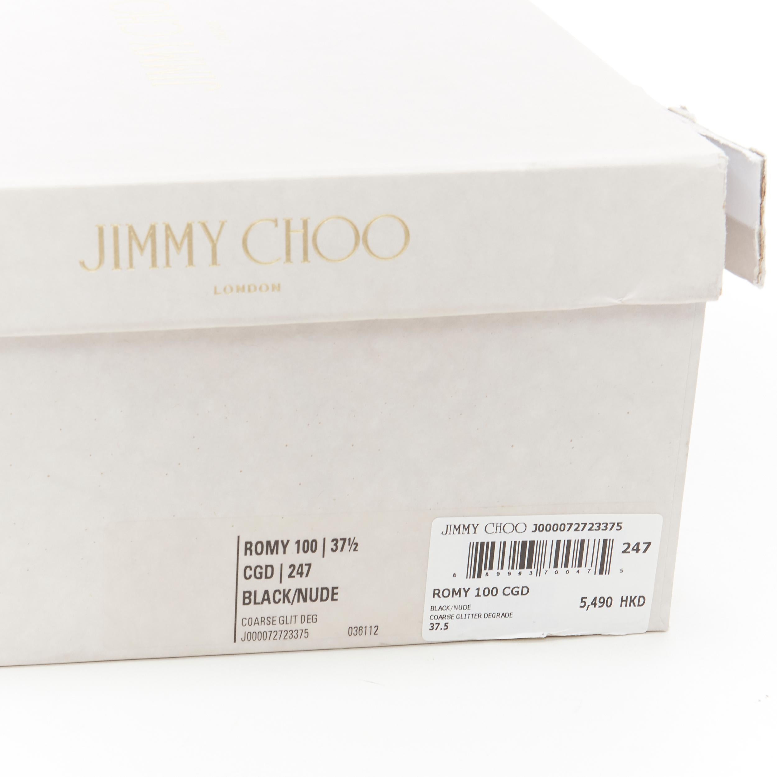 new JIMMY CHOO Romy 100 black gold gradient course glitter point toe pump EU37.5 4