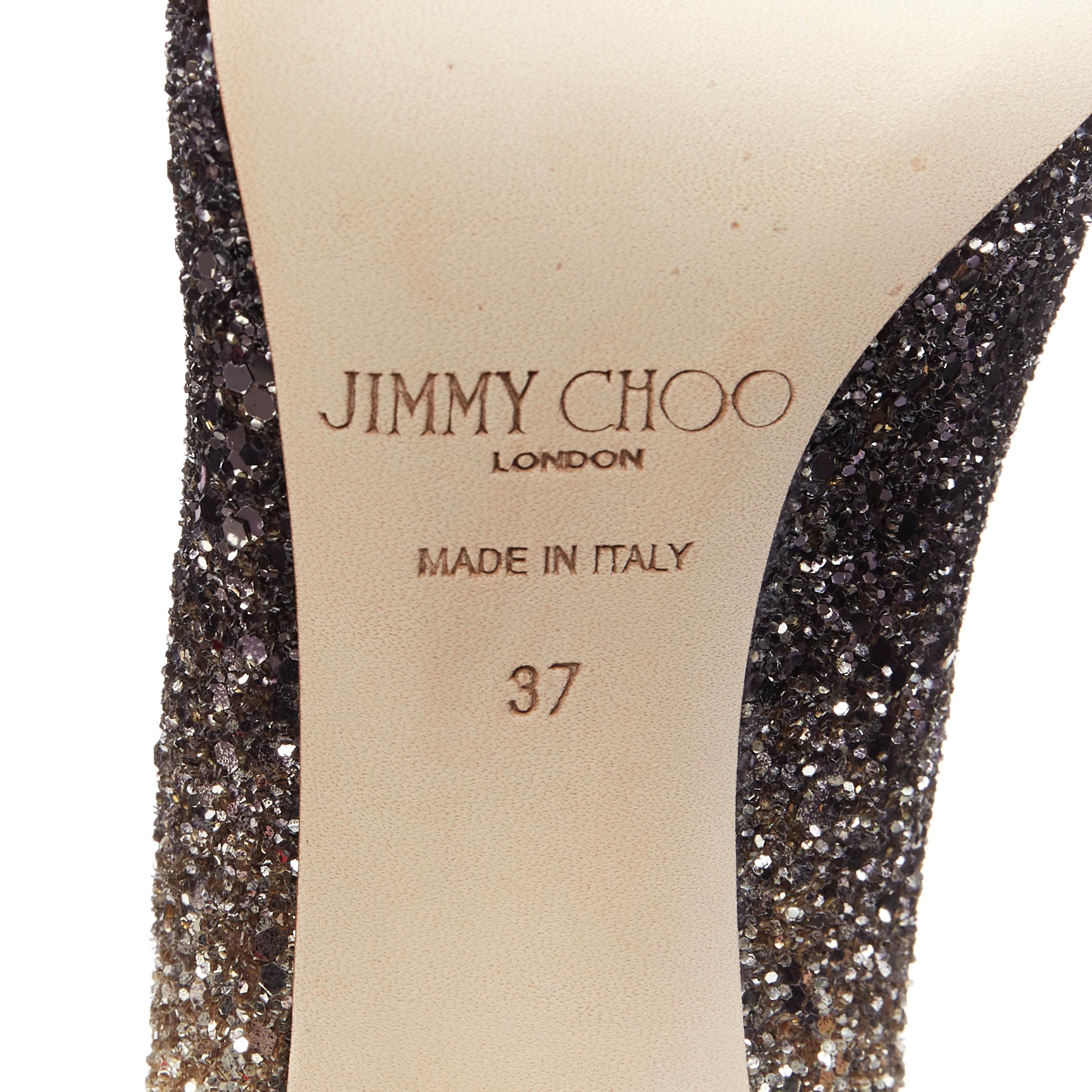 new JIMMY CHOO Romy 100 black gold gradient course glitter pointy toe pump EU37 3