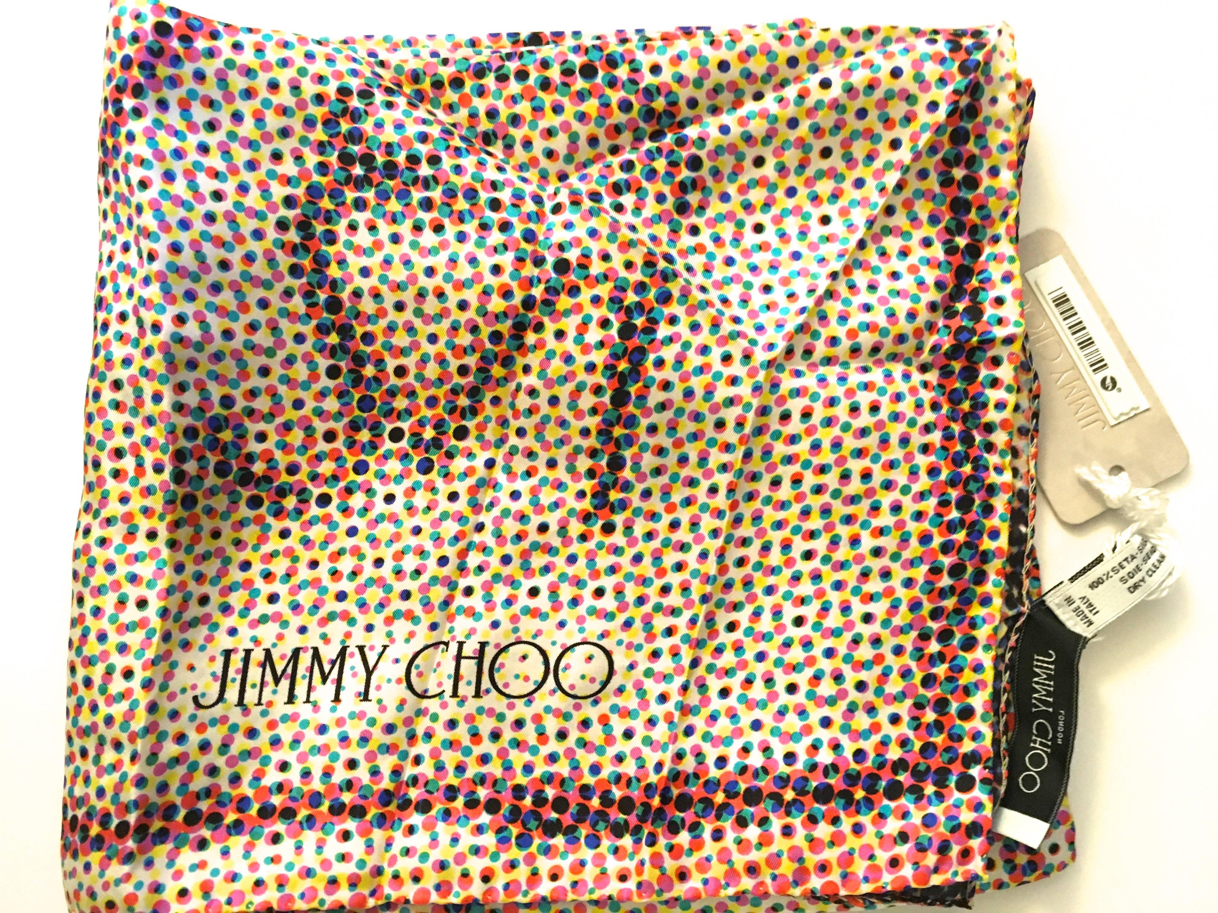 New Jimmy Choo Scarf - Silk w/ Tags - Psychedelic  For Sale 4