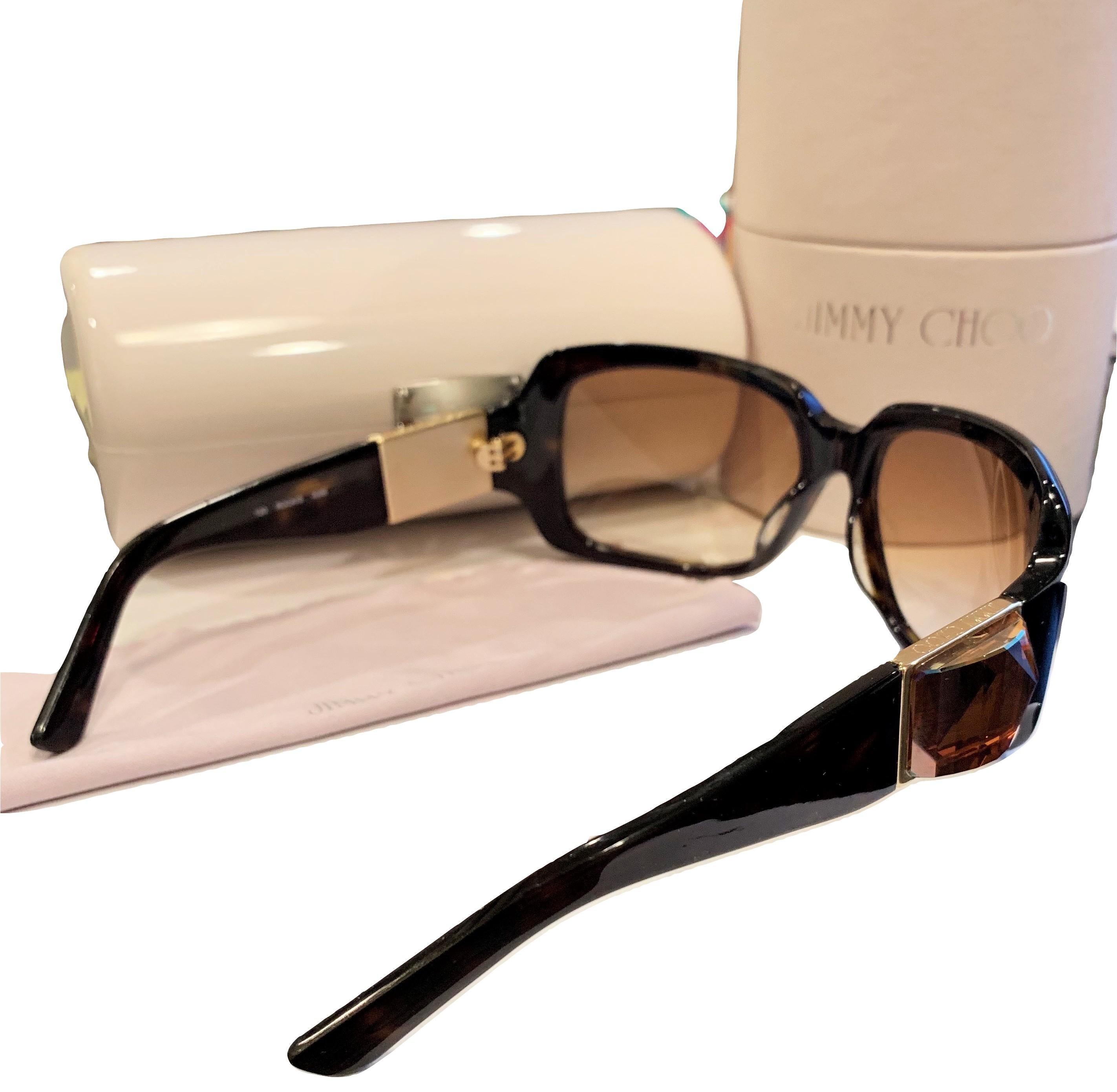 Beige New Jimmy Choo Swarovski Sunglasses With Case & Box $595