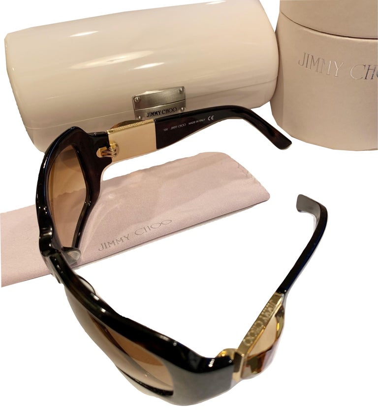 New Jimmy Choo Swarovski Sunglasses With Case and Box 595 at 1stDibs