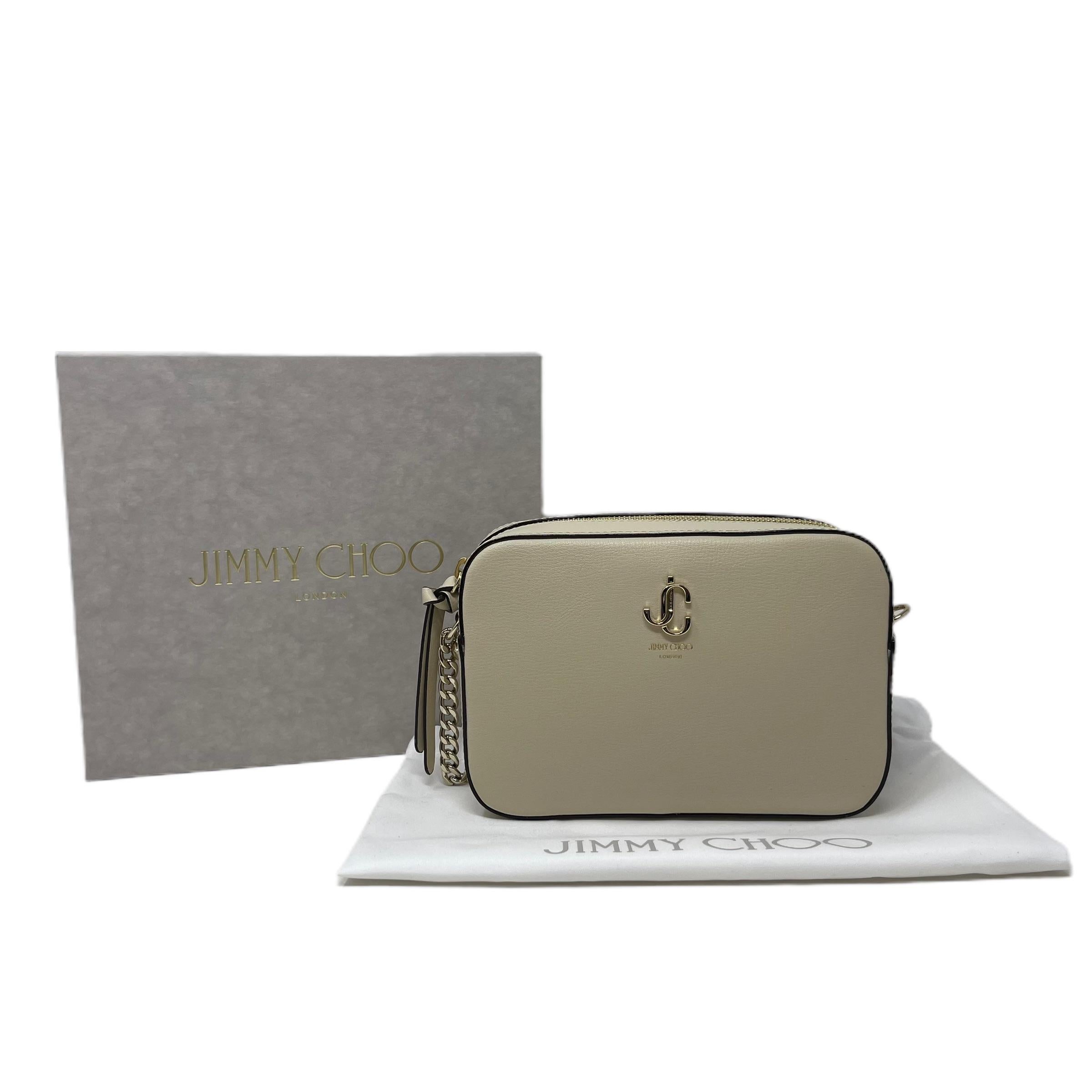 NEW Jimmy Choo Weiße JC Kamera Leder Crossbody Umhängetasche im Angebot 7