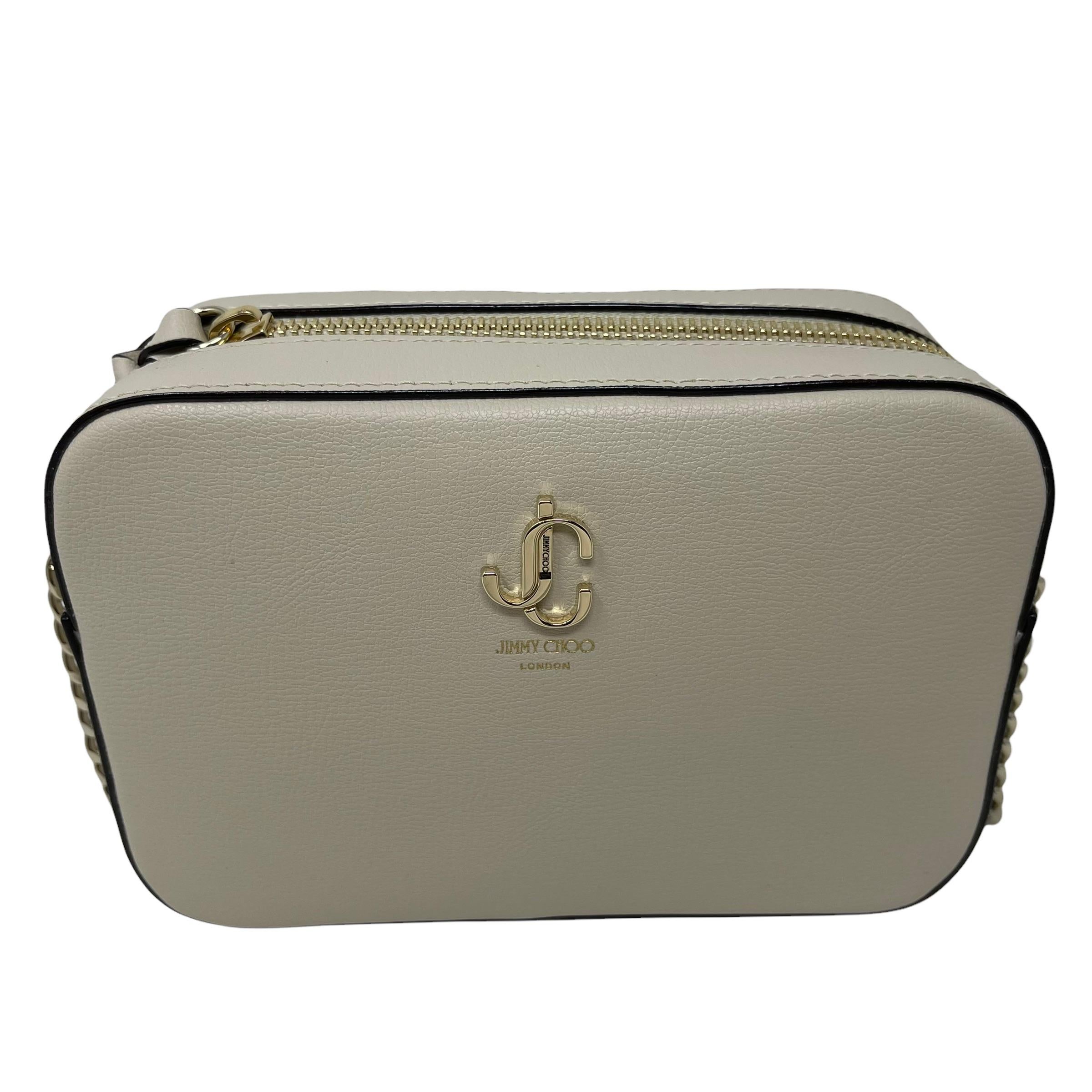 NEW Jimmy Choo Weiße JC Kamera Leder Crossbody Umhängetasche Damen im Angebot