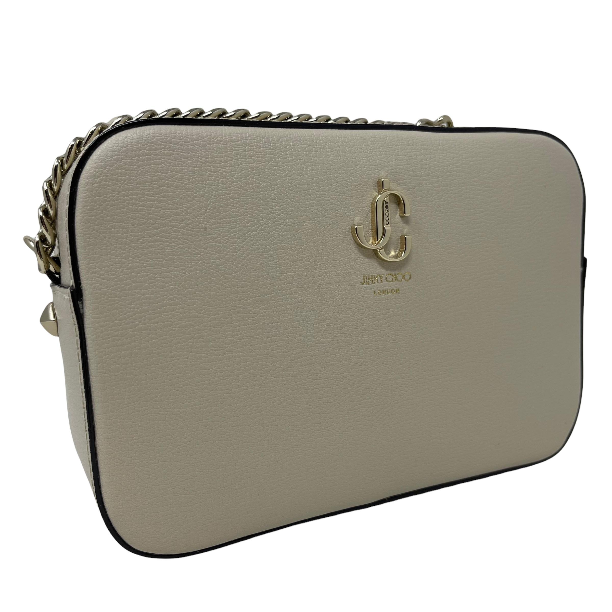 NEW Jimmy Choo Weiße JC Kamera Leder Crossbody Umhängetasche im Angebot 2