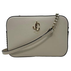 NEW Jimmy Choo Weiße JC Kamera Leder Crossbody Umhängetasche