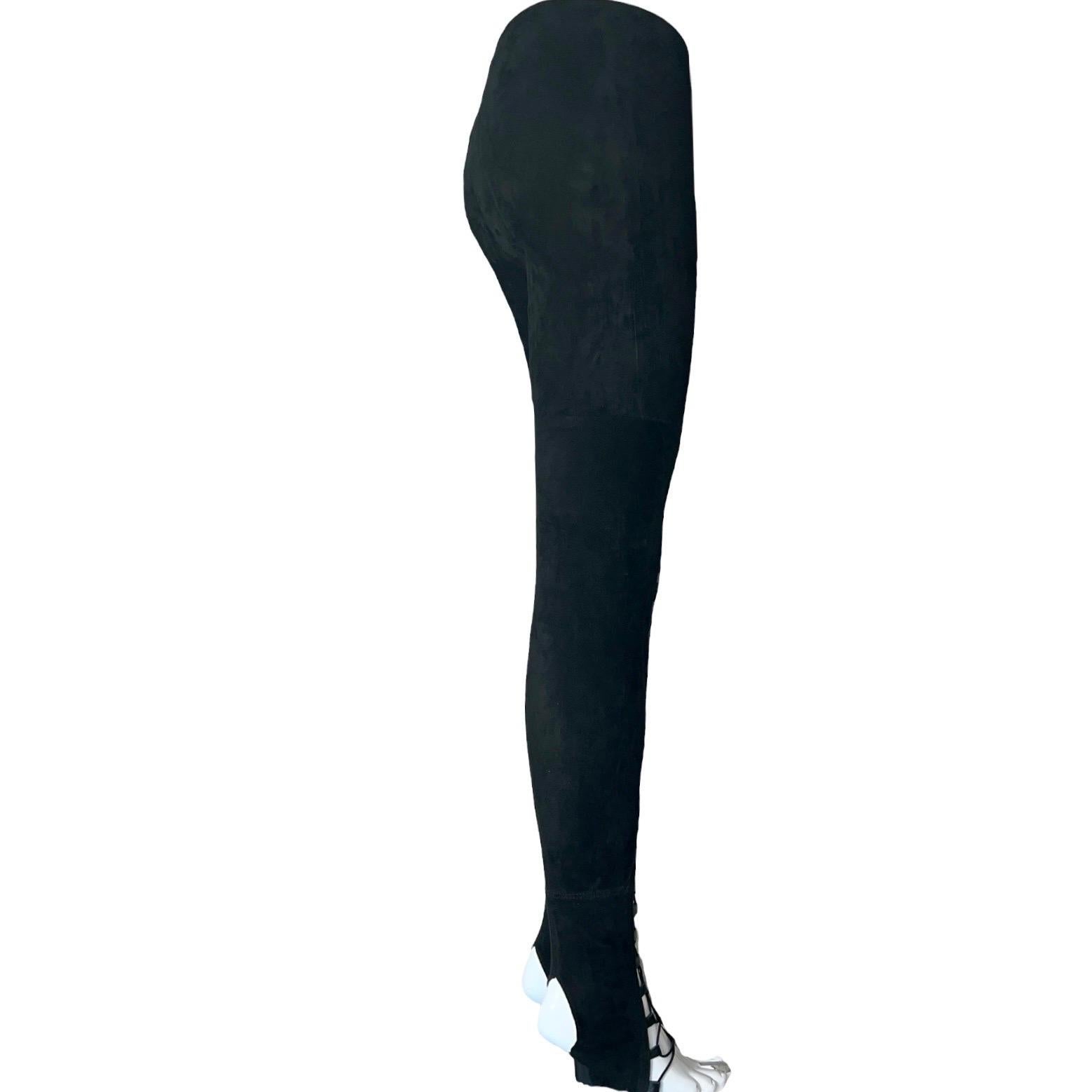 These unique Jitrois suede pants features a smooth finish of flexible stretch lambskin
They fit like a glove on your body
Classic skinny leggings cut with zip in the back
So versatile - can be worn as a pants or even with a skirt or dress 
Lace up