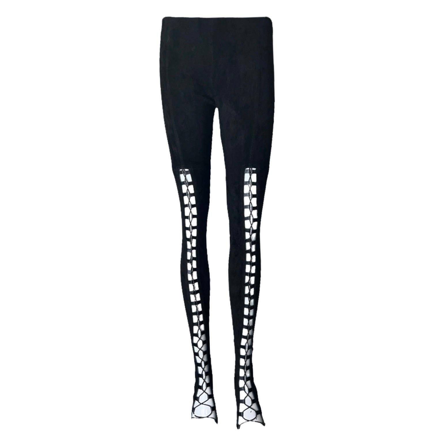 NEW Jitrois Suede Stretch Leather Pants Leggings Bondage Lace Up Details 38 For Sale