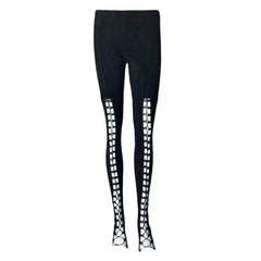 NEW Jitrois Suede Stretch Leather Pants Leggings Bondage Lace Up Details 38