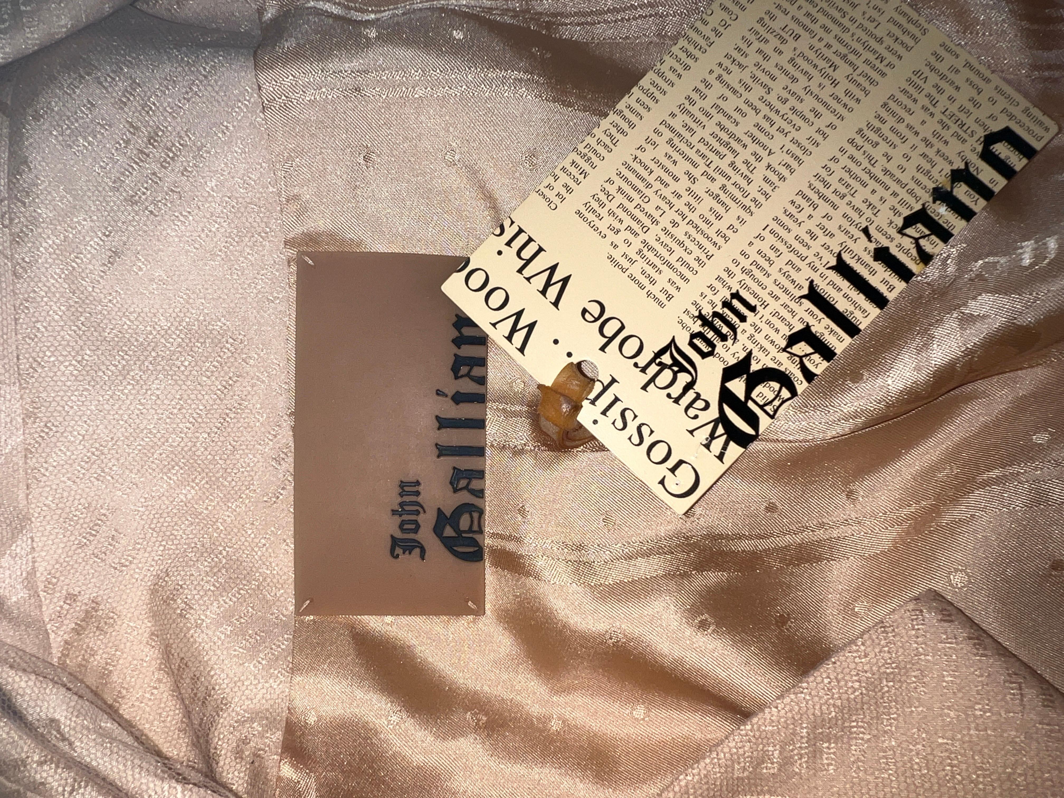 UNWORN John Galliano Newspaper Print Silk Tulle Lace Skirt Dress Jacket Suit 40 For Sale 3
