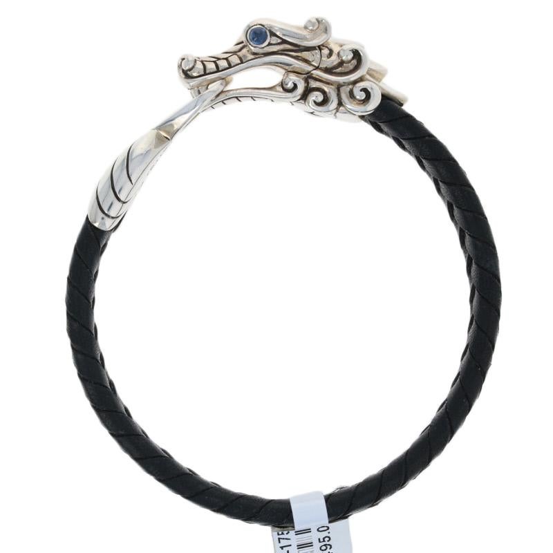 John Hardy Men's Legends Naga Leather Bracelet Ster Sapphires 1