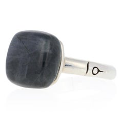 John Hardy Cushion Labradorite Batu Bamboo Ring Sterling Silver
