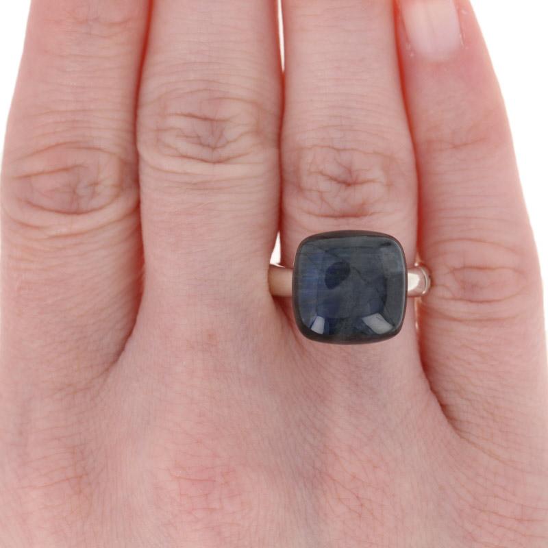 Cushion Cut John Hardy Cushion Labradorite Batu Bamboo Ring Sterling Silver