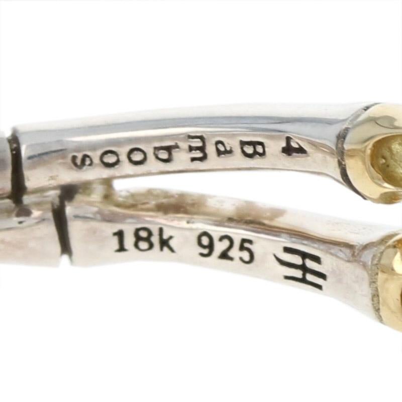 John Hardy Bamboo Hoop Earrings Sterling Silver and 18 Karat Yellow Gold Pierced In New Condition In Greensboro, NC