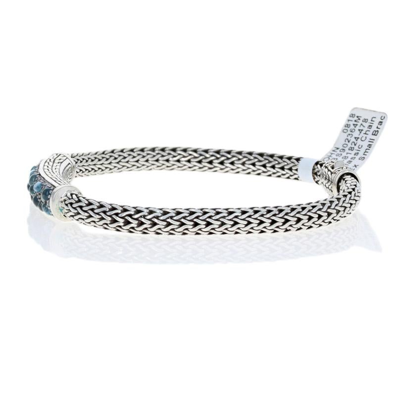 Oval Cut John Hardy Blue Topaz Pave Station Classic Chain Bracelet Sterling