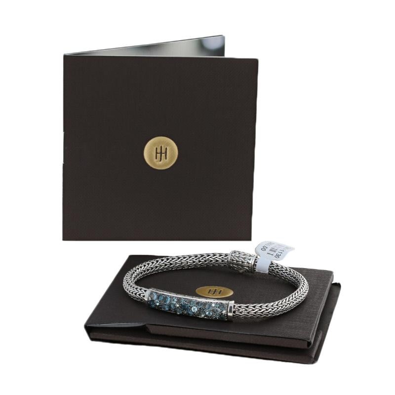 John Hardy Blue Topaz Pave Station Classic Chain Bracelet Sterling 2