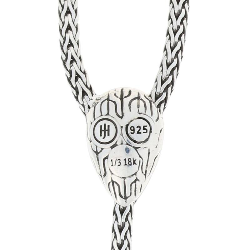 John Hardy Classic Chain Hammered Drop Necklace Sterling 1/3 18 Karat Lariat In New Condition In Greensboro, NC