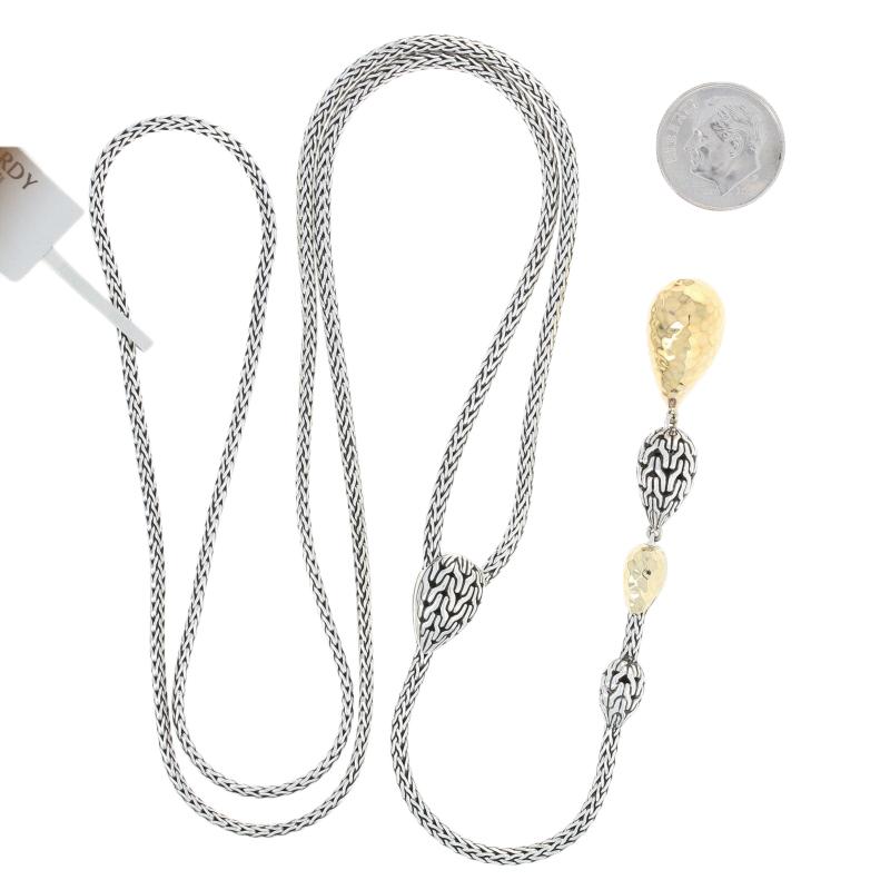 Women's John Hardy Classic Chain Hammered Drop Necklace Sterling 1/3 18 Karat Lariat