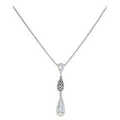 New John Hardy Classic Chain Hammered Drop Pendant Necklace, Sterling Adjustable