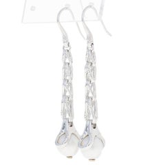 John Hardy Freshwater Pearl Bamboo Earrings Sterling Long Pierced Drops