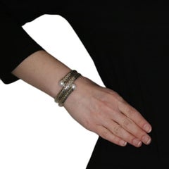 John Hardy Freshwater Pearl Dot Bracelet Sterling Silver Double Coil Wrap